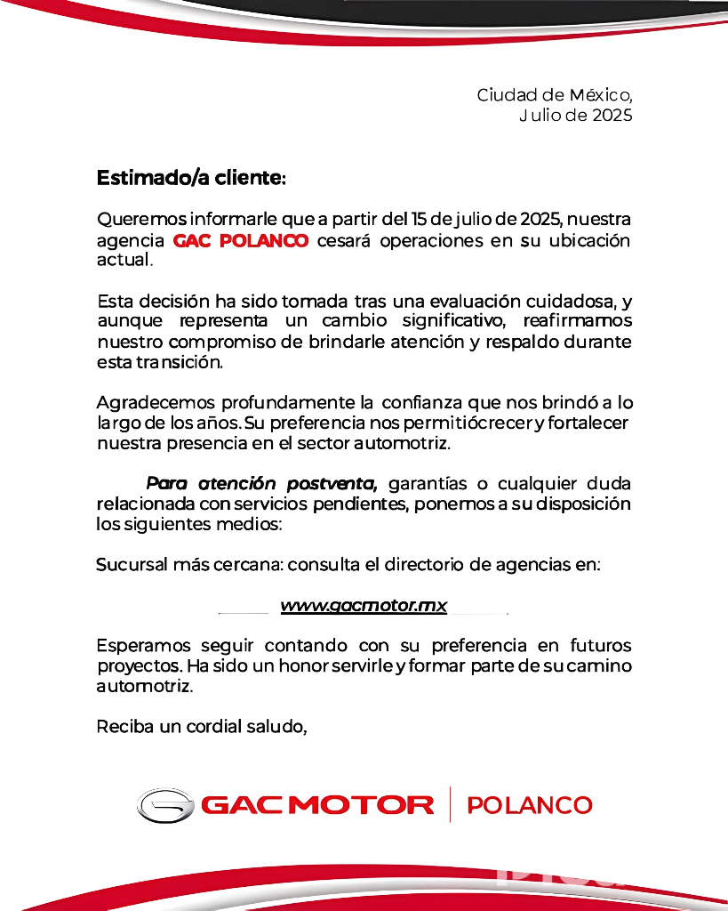 Comunicado GAC Polanco
